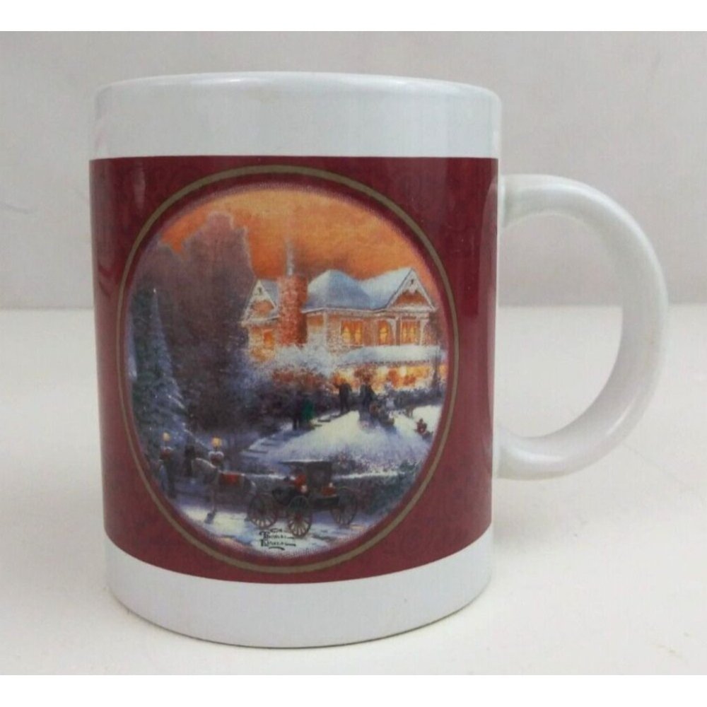 Vintage Thomas Kinkade Victorian Christmas II Coffee Mug Cup 3.75" Tall